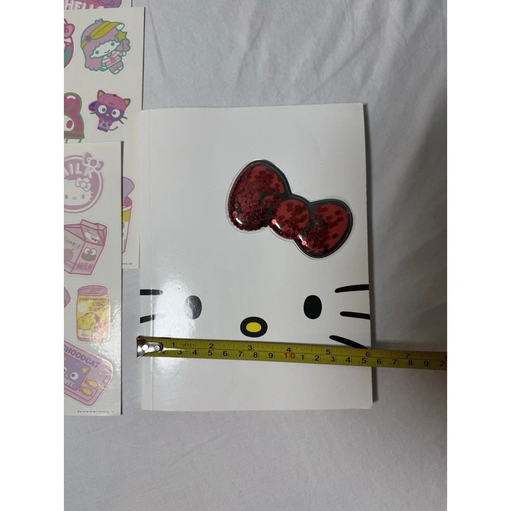 Sanrio Hello Kitty Puffy Glitter Red Bow Journal Notebook w/ Sticker Sheets 2023